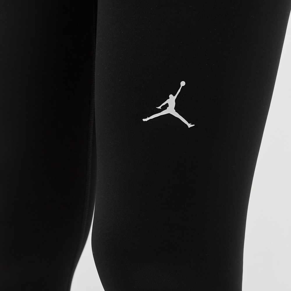 Jordan BlackHigh-Rise Leggings – White Jumpman Logo